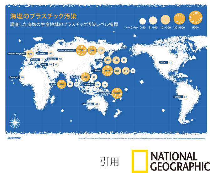 海塩のプラスチック汚染図